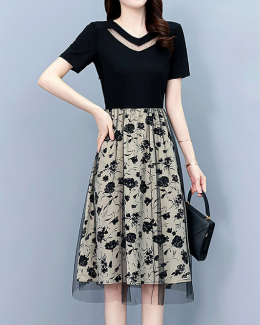Mara Line Floral Mesh Dress