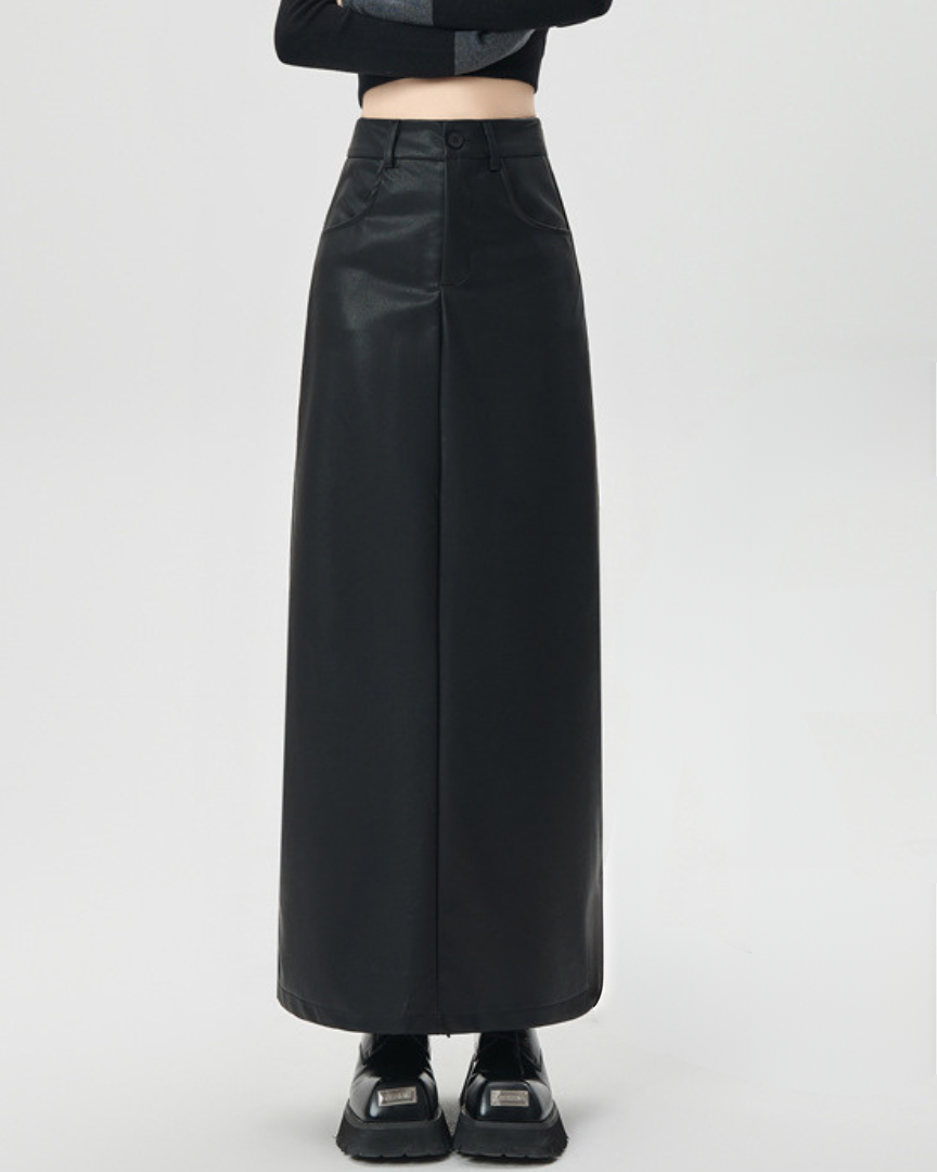Elara Soft Line PU Leather Skirt