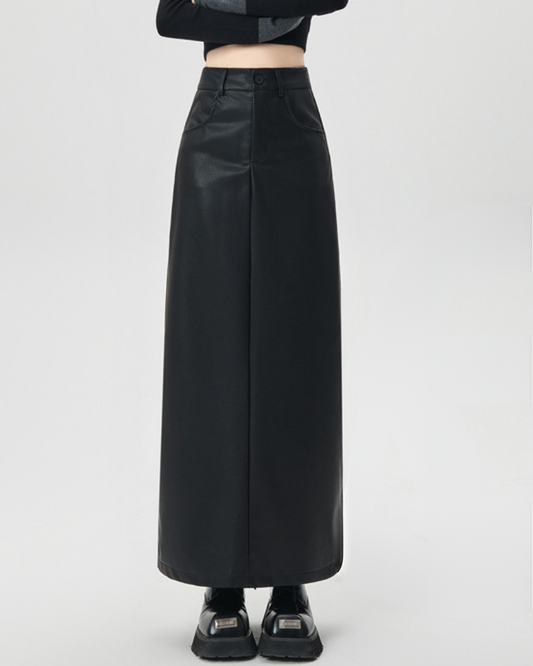 Elara Soft Line PU Leather Skirt
