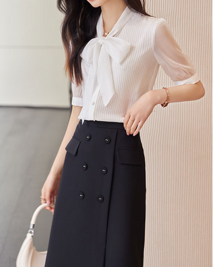 Adele Tie Sheer Blouse