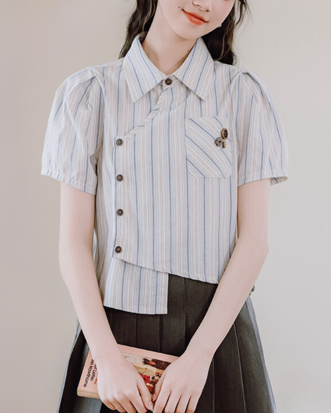 Mira Twist Stripe Collar Shirt