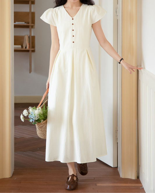 Clara Light Button Midi Dress