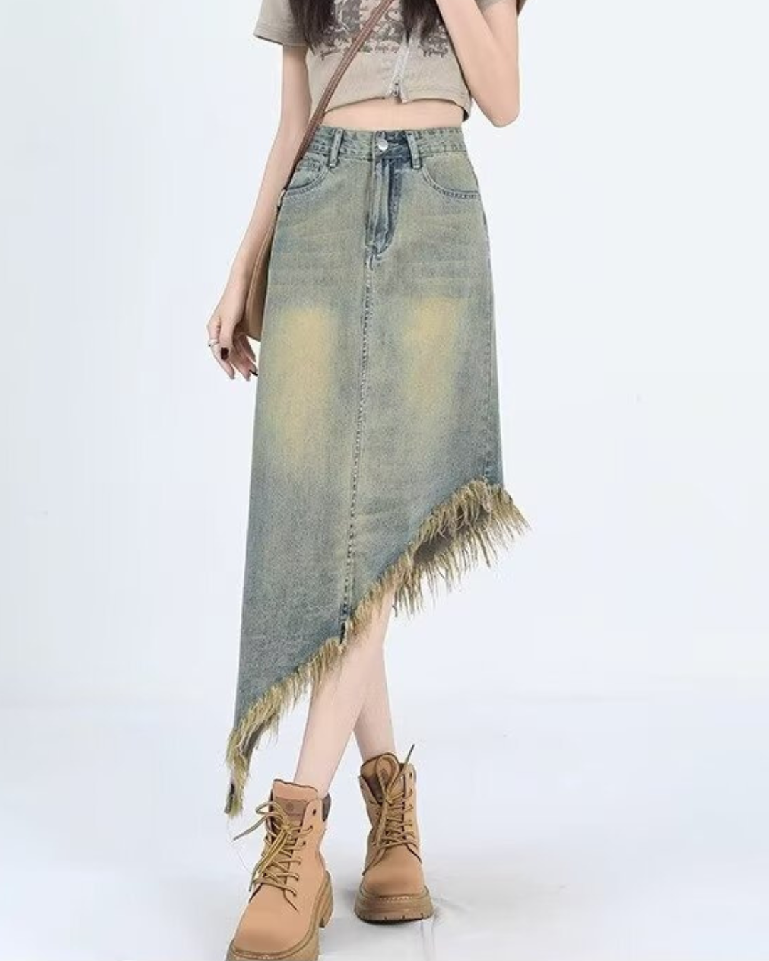 Arlo Fade Fringe Denim Skirt
