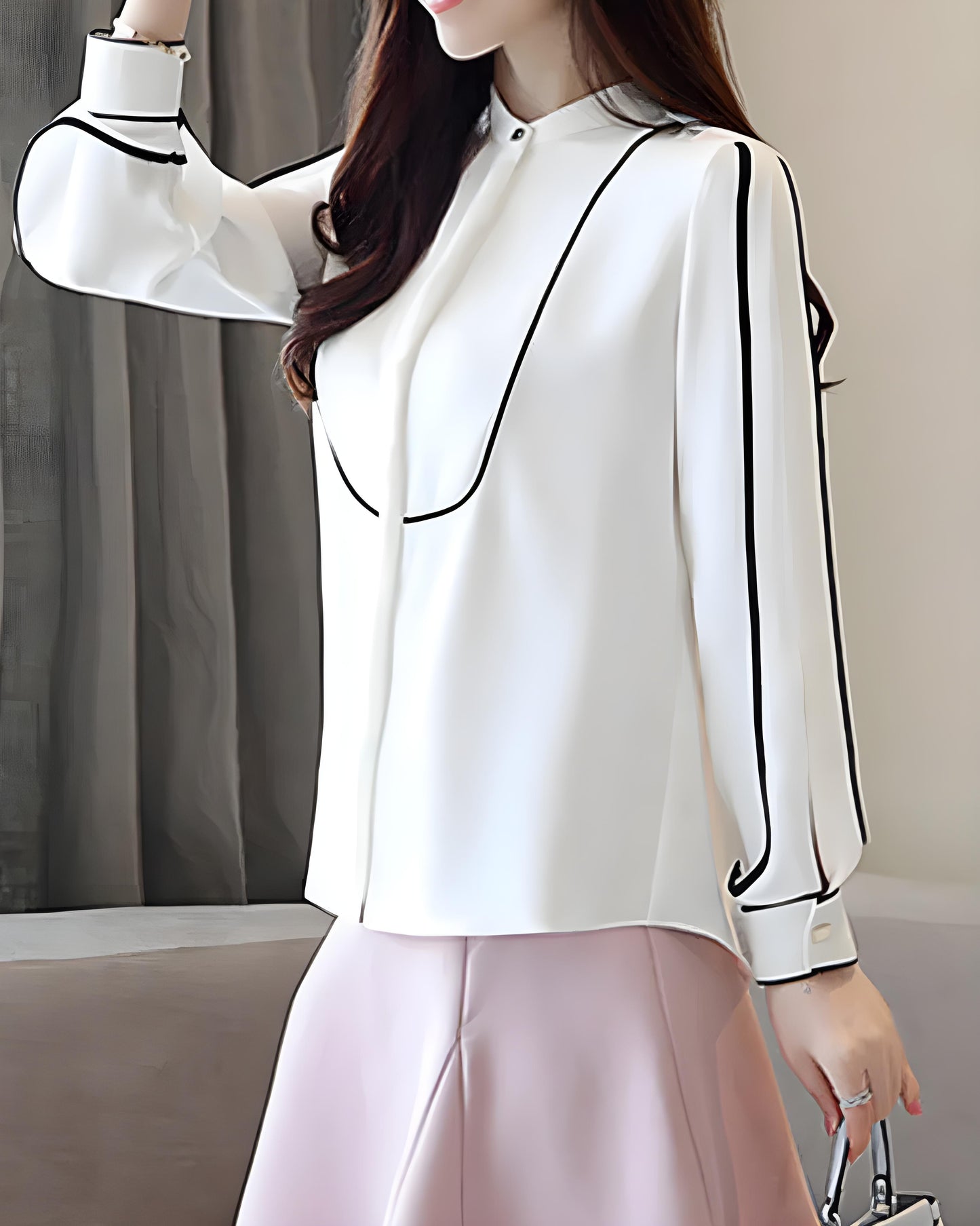 Noir Line Trim Blouse