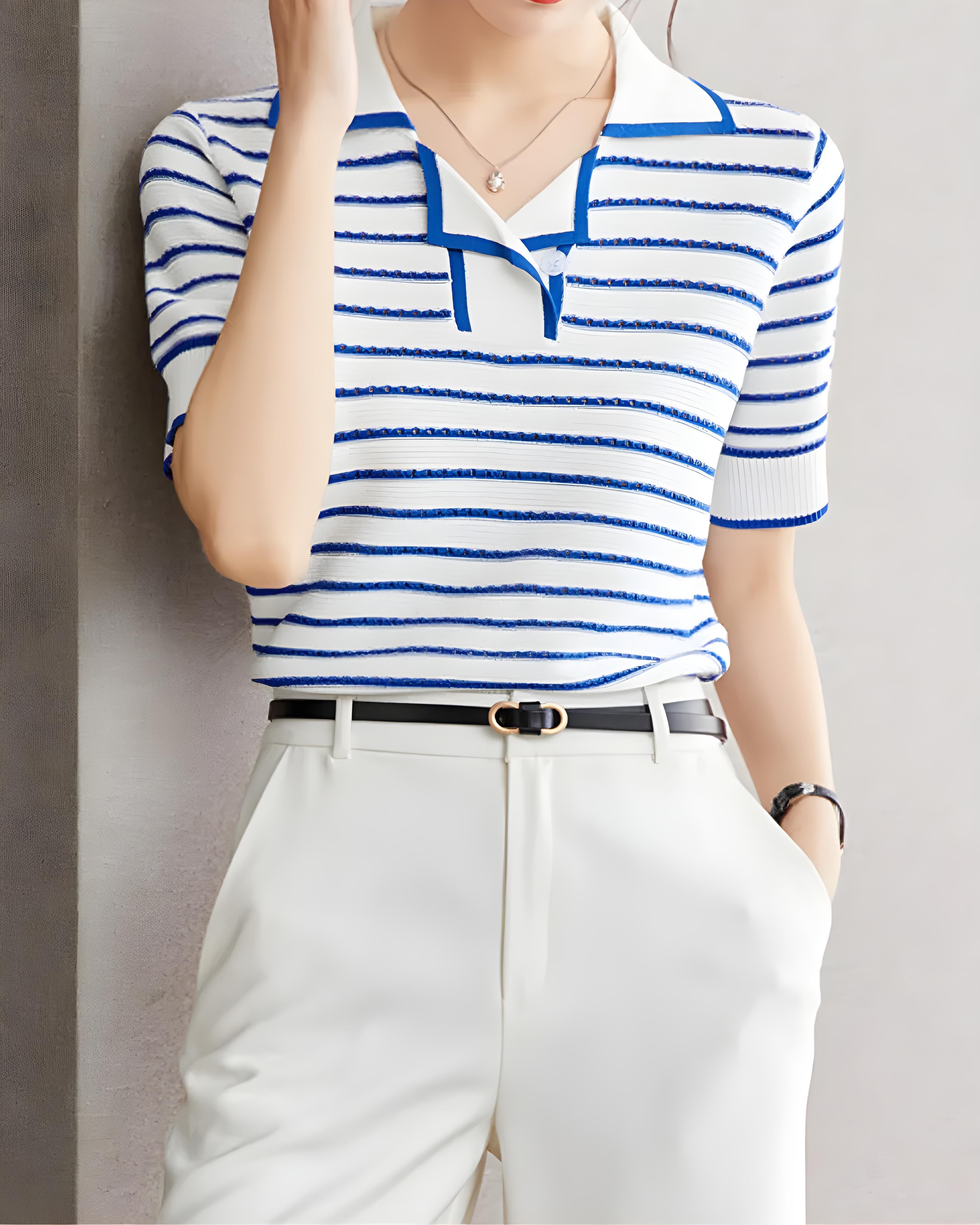 Mira Ease Stripe Polo T-Shirt