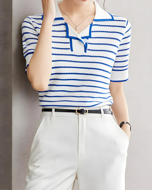 Mira Ease Stripe Polo T-Shirt