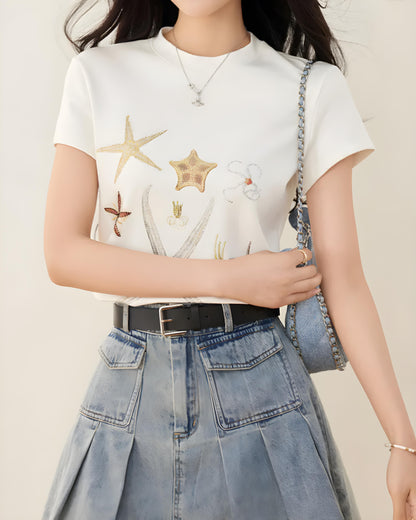 Mira Sea Breeze Embroidered T-Shirt