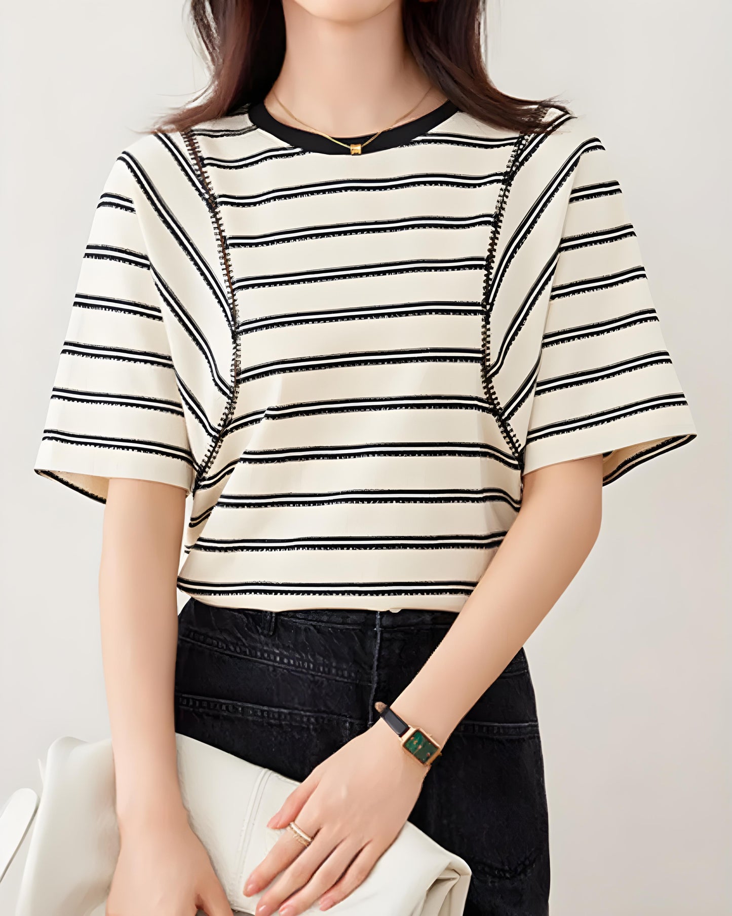 Nora Calm Stitch Stripe T-Shirt