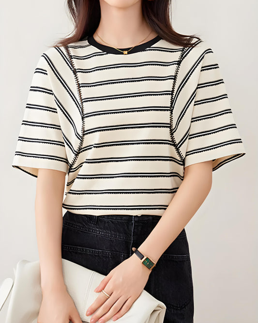 Nora Calm Stitch Stripe T-Shirt