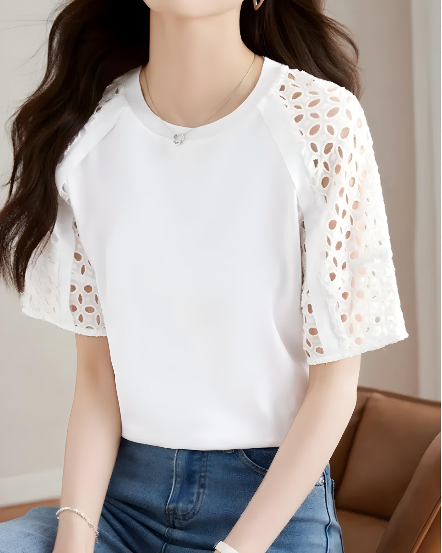 Eline Airy Lace Sleeve T-Shirt