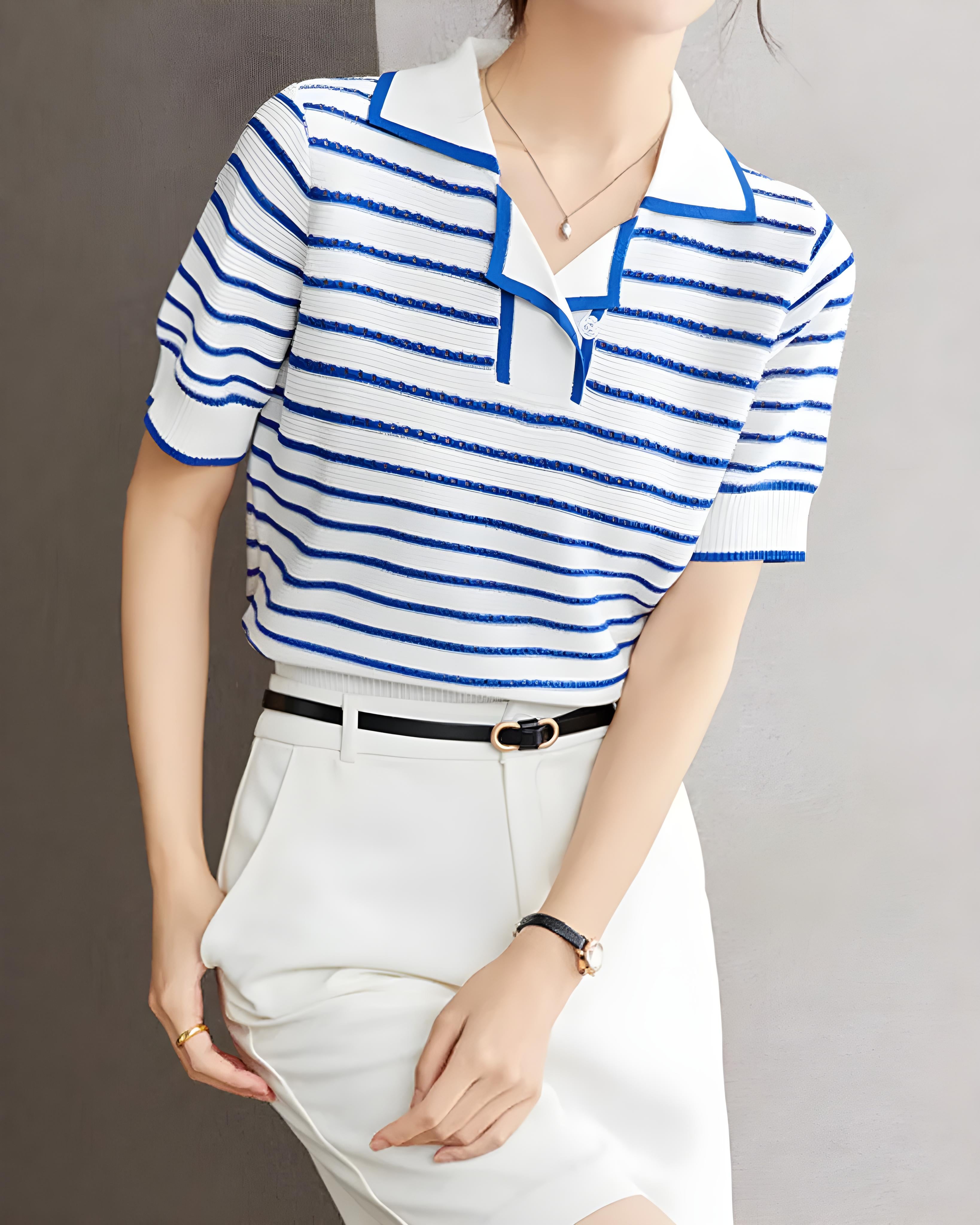 Mira Ease Stripe Polo T-Shirt
