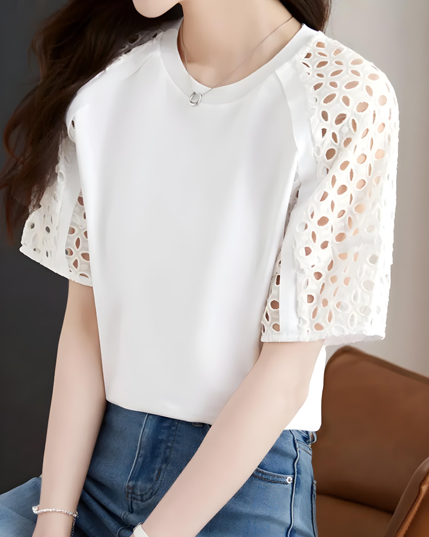 Eline Airy Lace Sleeve T-Shirt